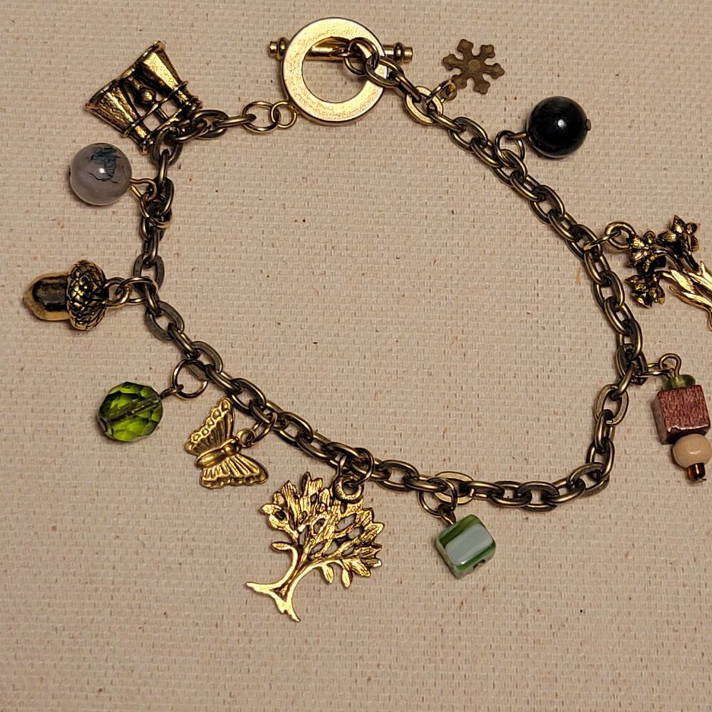 Vintage Charm Bracelet with Toggle Closure